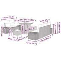 vidaXL Set Divano da Giardino con cuscino 8 pcs Grigio Poly Rattan