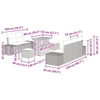 vidaXL Set Divano da Giardino con cuscino 8 pcs Nero Poly Rattan