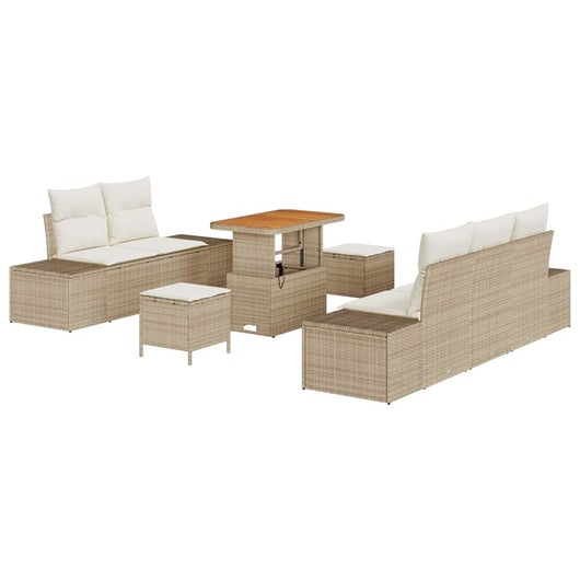 vidaXL Set Divano da Giardino con cuscino 8 pcs Beige Poly Rattan