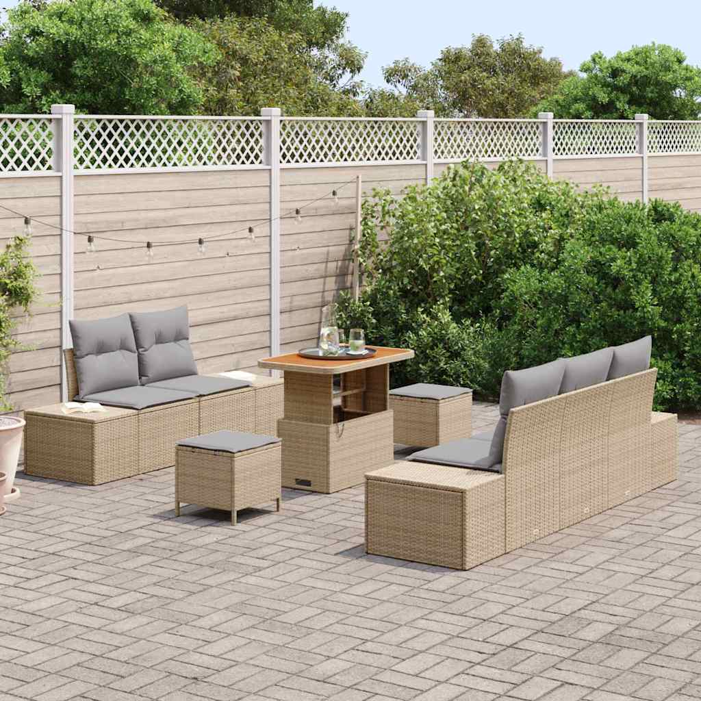 vidaXL Set Divano da Giardino con cuscino 8 pcs Beige Poly Rattan