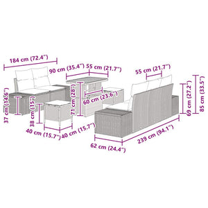 vidaXL Set Divano da Giardino con cuscino 8 pcs Beige Poly Rattan
