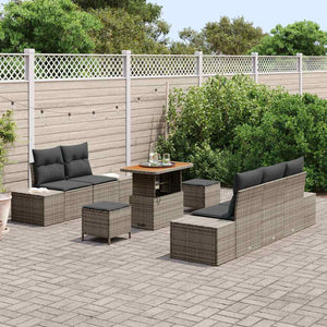 vidaXL Set Divano da Giardino con cuscino 8 pcs Grigio Poly Rattan