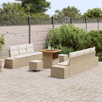 vidaXL Set Divano da Giardino con cuscino 10 pcs Beige Poly Rattan