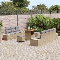 vidaXL Set Divano da Giardino con cuscino 10 pcs Beige Poly Rattan