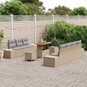 vidaXL Set Divano da Giardino con cuscino 10 pcs Beige Poly Rattan