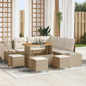 Set di divani da giardino da 9 pezzi con cuscini beige 3362791