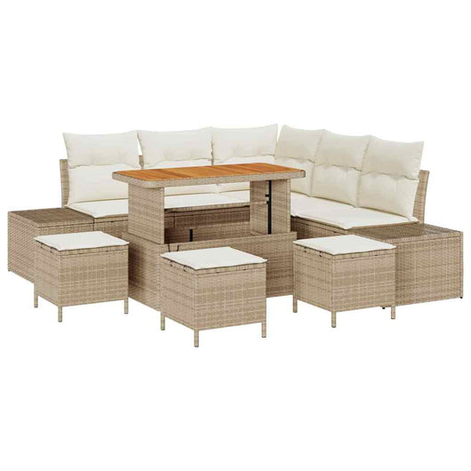 Set di divani da giardino da 9 pezzi con cuscini beige 3362791