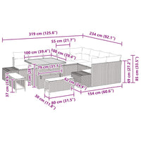 Set Divano da Giardino 12 Pezzi con Cuscini Beige in Polyrattan e Acacia. 3362817