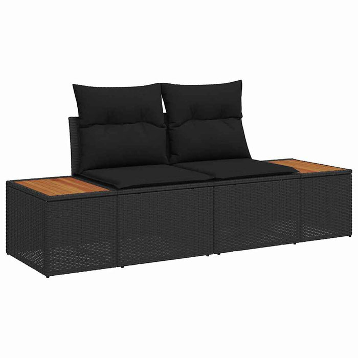 vidaXL Set Divano da Giardino con cuscino 9 pcs Nero Poly Rattan