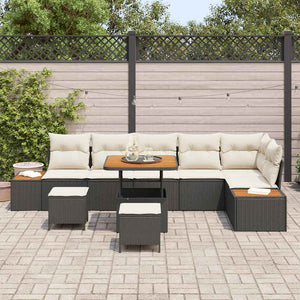 vidaXL Set Divano da Giardino con cuscino 9 pcs Nero Poly Rattan