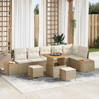 vidaXL Set Divano da Giardino con cuscino 9 pcs Beige Poly Rattan