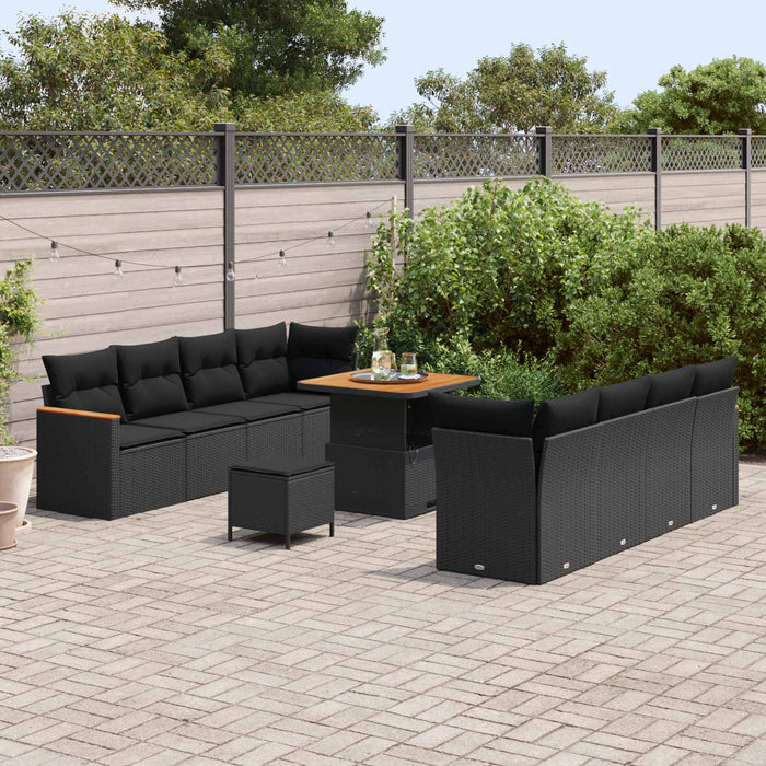 Set Divano da Giardino 11 pcs Nero polyrattan 3363014