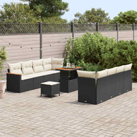 vidaXL Set Divano da Giardino con cuscino 11 pcs Nero Poly Rattan