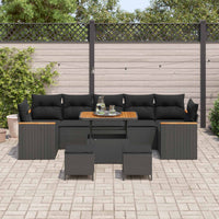 Set Divano da Giardino con cuscino 10 pcs Nero Poly Rattan 3363029