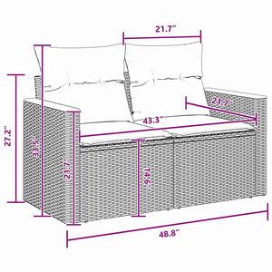 vidaXL Set Divano da Giardino con cuscino 10 pcs Nero Poly Rattan