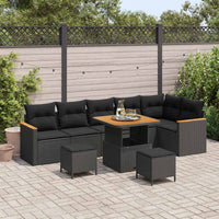 vidaXL Set Divano da Giardino con cuscino 9 pcs Nero Poly Rattan