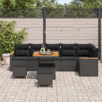 vidaXL Set Divano da Giardino con cuscino 9 pcs Nero Poly Rattan