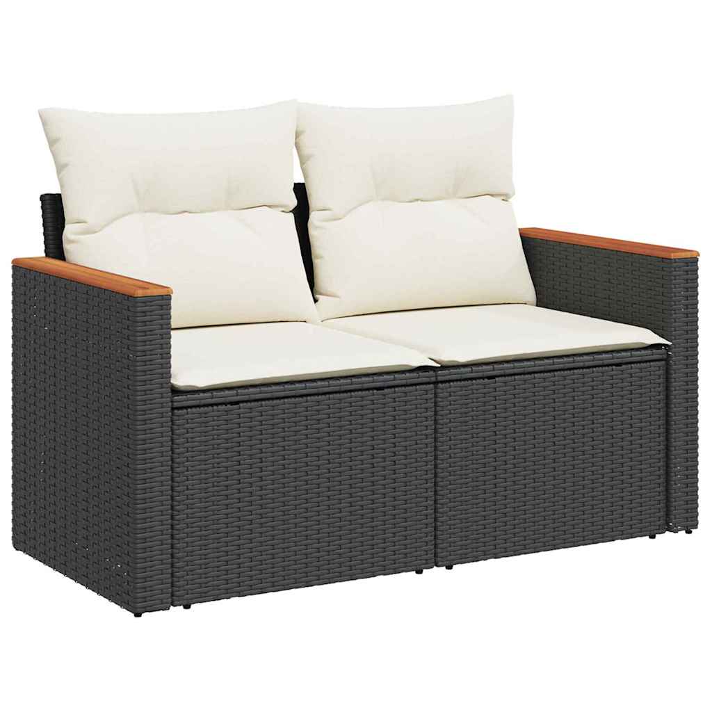Set Divano da Giardino con cuscino 12 pcs Nero Poly Rattan 3363075