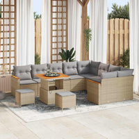 vidaXL Set Divano da Giardino con cuscino 12 pcs Beige Poly Rattan