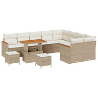vidaXL Set Divano da Giardino con cuscino 12 pcs Beige Poly Rattan