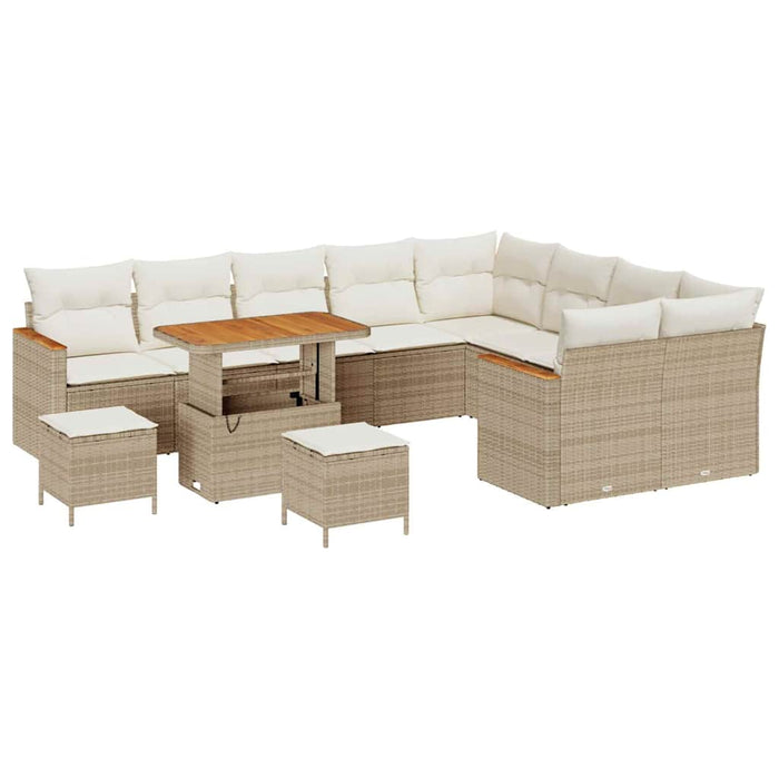 vidaXL Set Divano da Giardino con cuscino 12 pcs Beige Poly Rattan