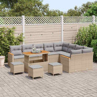 vidaXL Set Divano da Giardino con cuscino 13 pcs Beige Poly Rattan