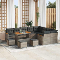vidaXL Set Divano da Giardino con cuscino 13 pcs Grigio Poly Rattan