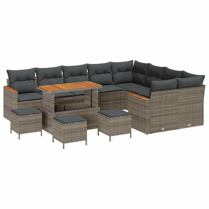 vidaXL Set Divano da Giardino con cuscino 13 pcs Grigio Poly Rattan
