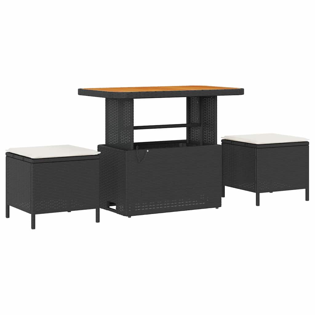 Set di divani da giardino 13 pezzi con cuscini in rattan sintetico nero e acacia. 3363105