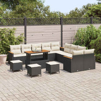 vidaXL Set Divano da Giardino con cuscino 14 pcs Nero Poly Rattan