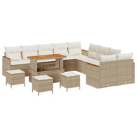 vidaXL Set Divano da Giardino con cuscino 14 pcs Beige Poly Rattan