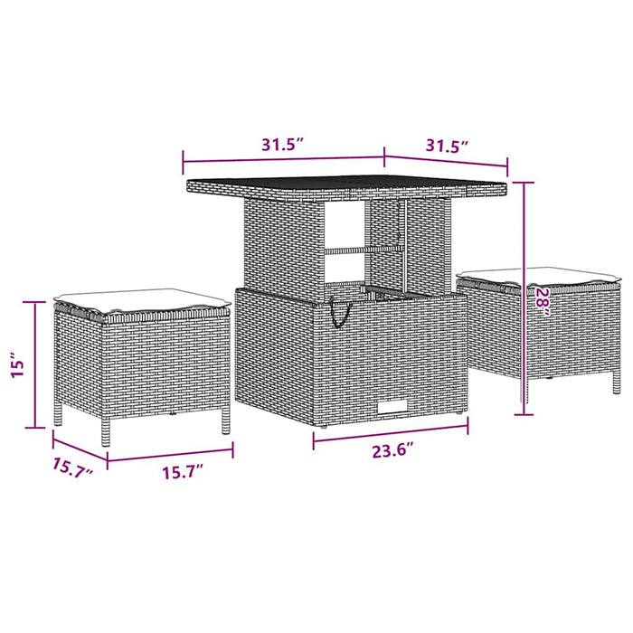 vidaXL Set Divano da Giardino con cuscino 9 pcs Nero 80 x 80 x 71 cm