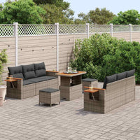 vidaXL Set Divano da Giardino con cuscino 9 pcs Grigio 90 x 55 x 71 cm