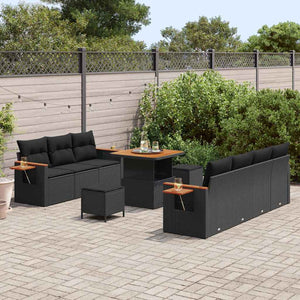 vidaXL Set Divano da Giardino con cuscino 10 pcs Nero 80 x 80 x 71 cm