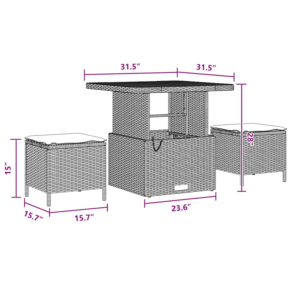vidaXL Set Divano da Giardino con cuscino 10 pcs Nero 80 x 80 x 71 cm