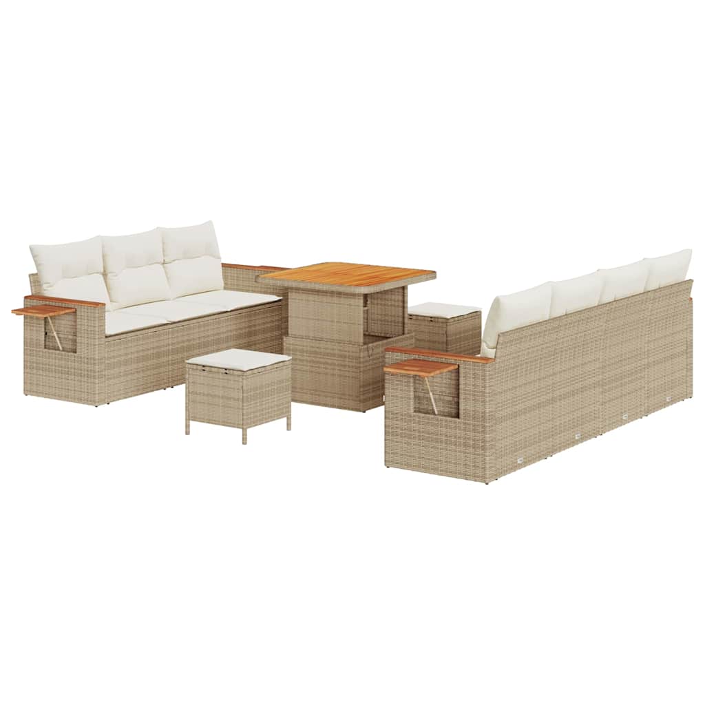 vidaXL Set Divano da Giardino 10 pcs beige e panna 80 x 80 x 71 cm