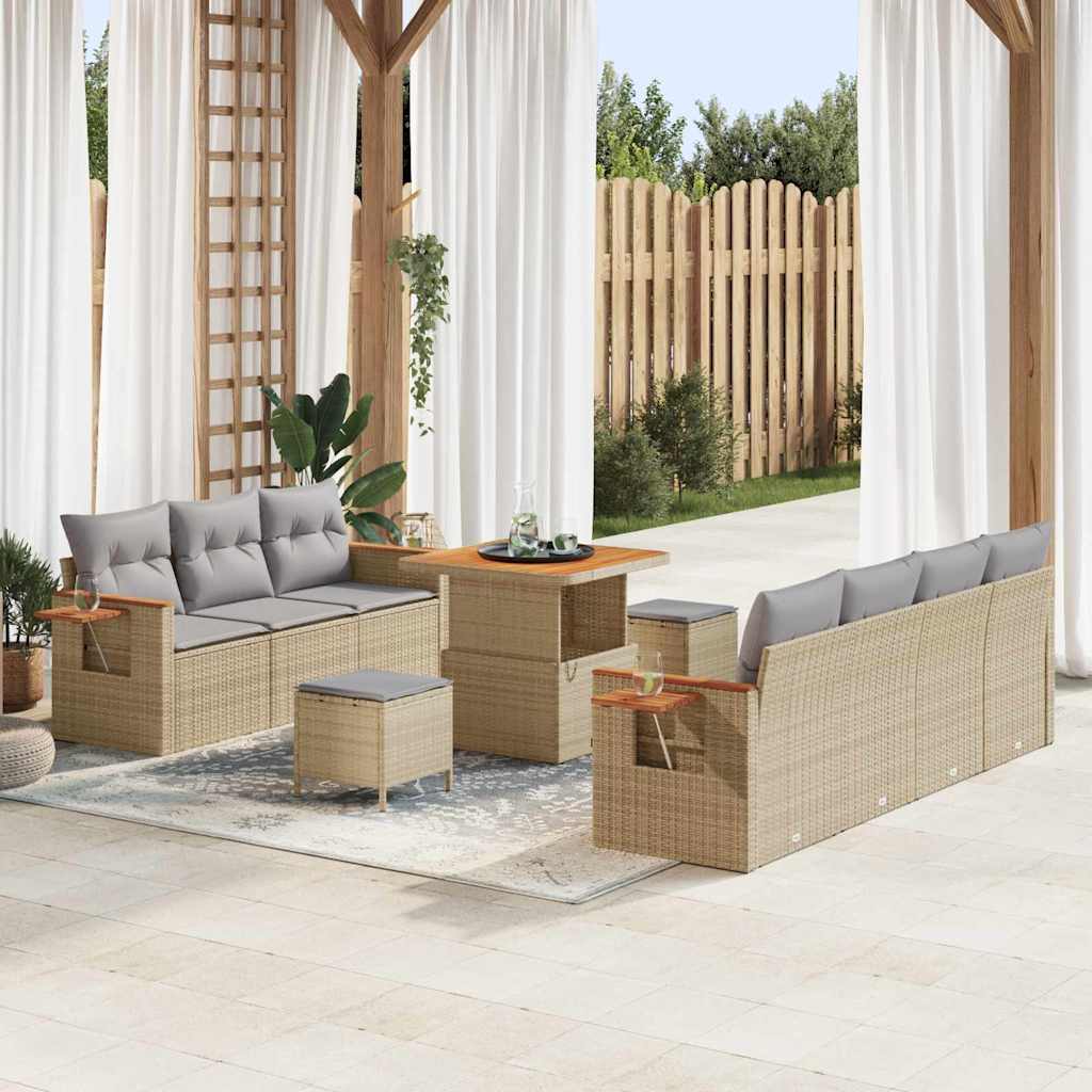 vidaXL Set Divano da Giardino con cuscino 10 pcs beige e grigio chiaro
