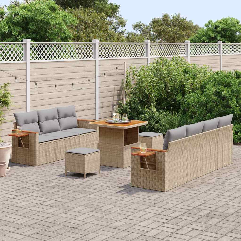 vidaXL Set Divano da Giardino con cuscino 10 pcs beige e grigio chiaro