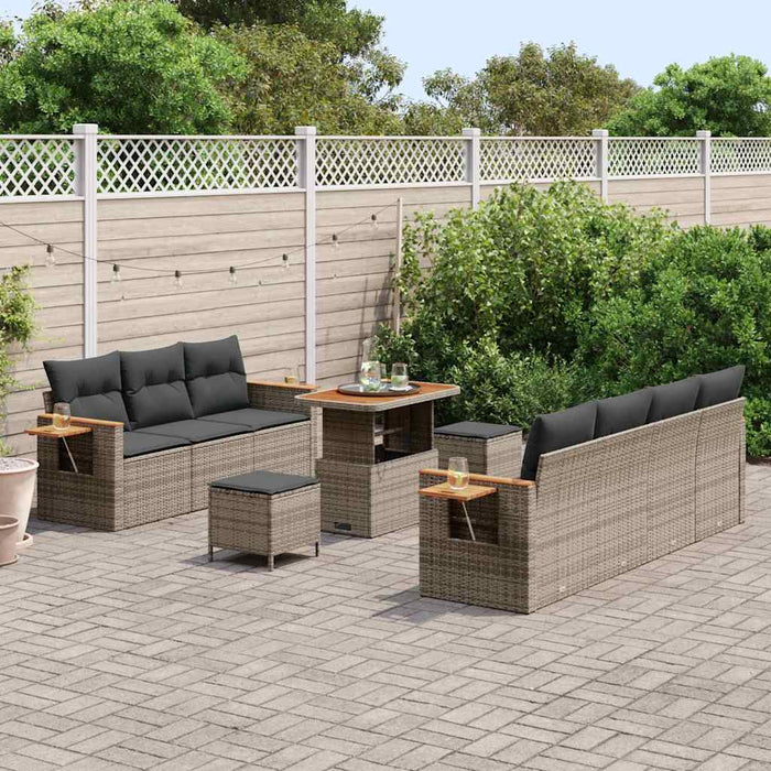 vidaXL Set Divano da Giardino 10 pcs Grigio 90 x 55 x 71 cm