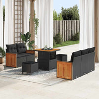 vidaXL Set Divano da Giardino con cuscino 8 pcs Nero 80 x 80 x 71 cm