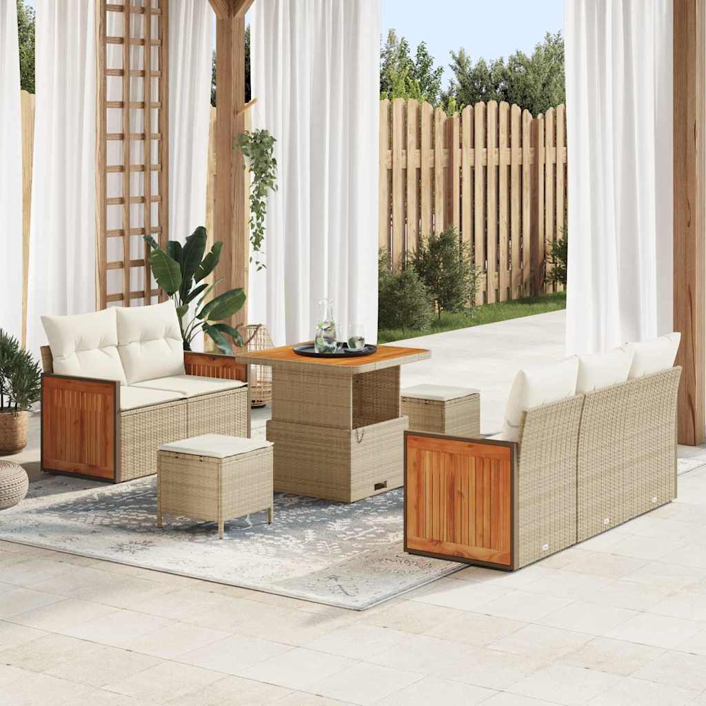 vidaXL Set Divano da Giardino 8 pcs beige e panna 80 x 80 x 71 cm
