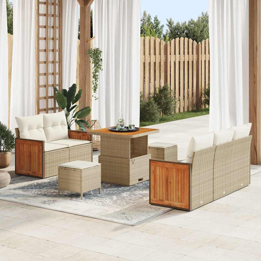 vidaXL Set Divano da Giardino 8 pcs beige e panna 80 x 80 x 71 cm