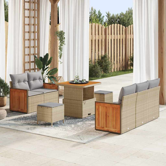 vidaXL Set Divano da Giardino con cuscino 8 pcs beige e grigio chiaro