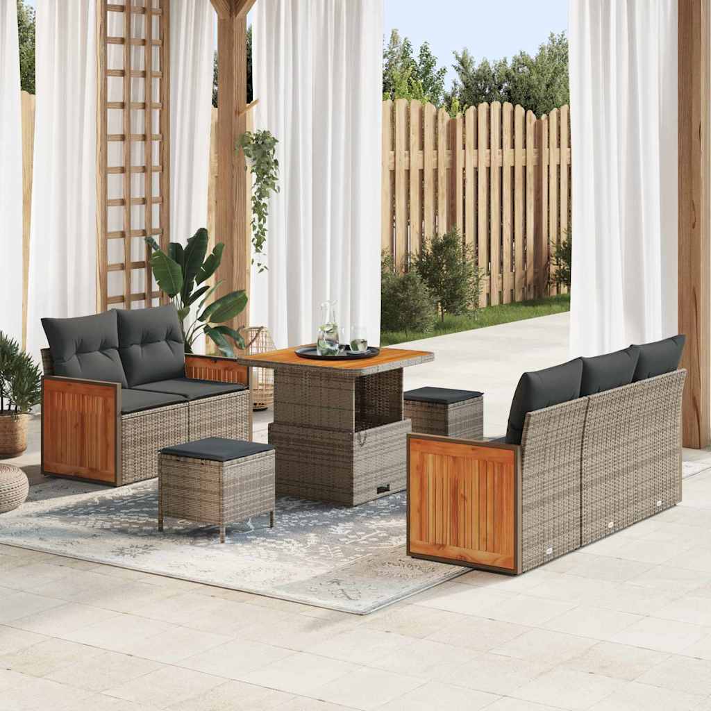 vidaXL Set Divano da Giardino con cuscino 8 pcs Grigio 80 x 80 x 71 cm
