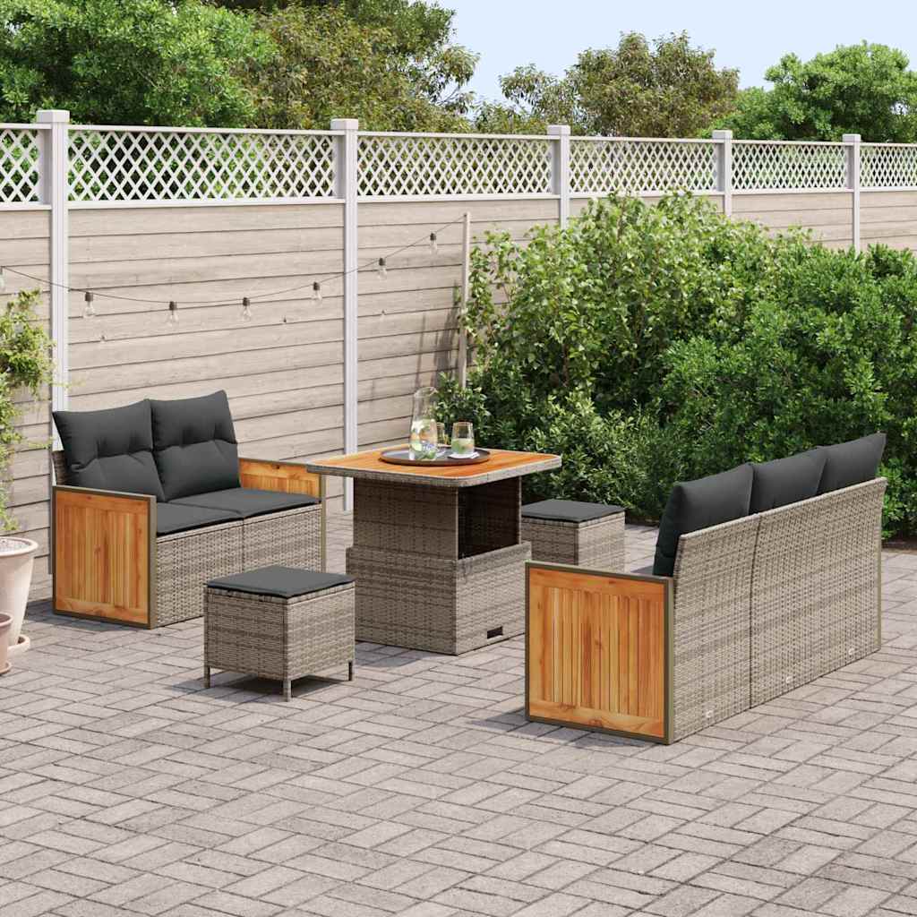 vidaXL Set Divano da Giardino con cuscino 8 pcs Grigio 80 x 80 x 71 cm