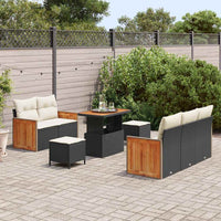 vidaXL Set Divano da Giardino 8 pcs Nero e crema 90 x 55 x 71 cm