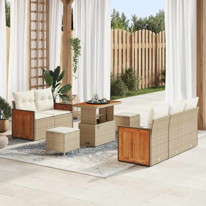 vidaXL Set Divano da Giardino 8 pcs beige e panna 90 x 55 x 71 cm
