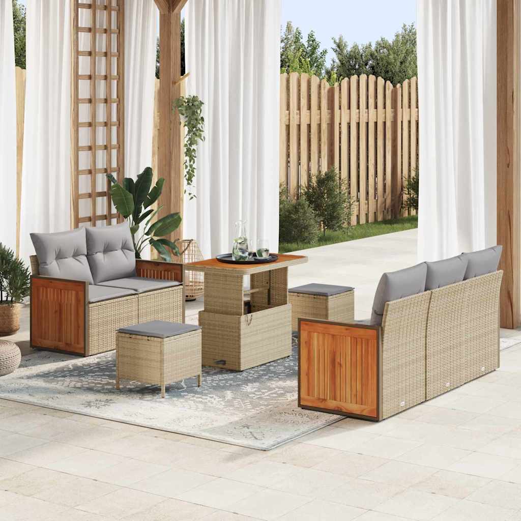 vidaXL Set Divano da Giardino con cuscino 8 pcs beige e grigio chiaro
