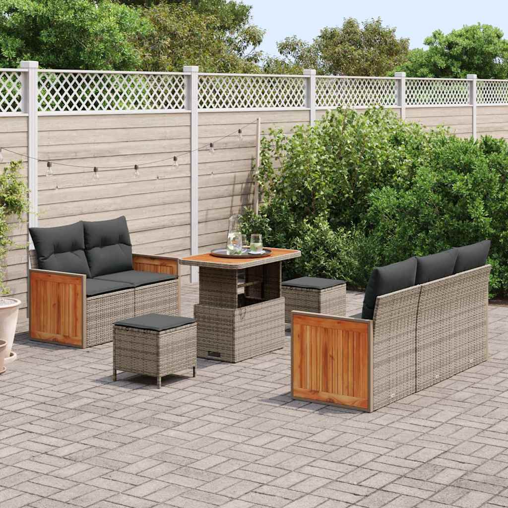 Set di Divano da Giardino  in Rattan Poligrey di 8 Pezzi con Cuscini 3363253