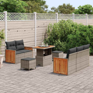 vidaXL Set Divano da Giardino con cuscino 8 pcs Grigio 90 x 55 x 71 cm